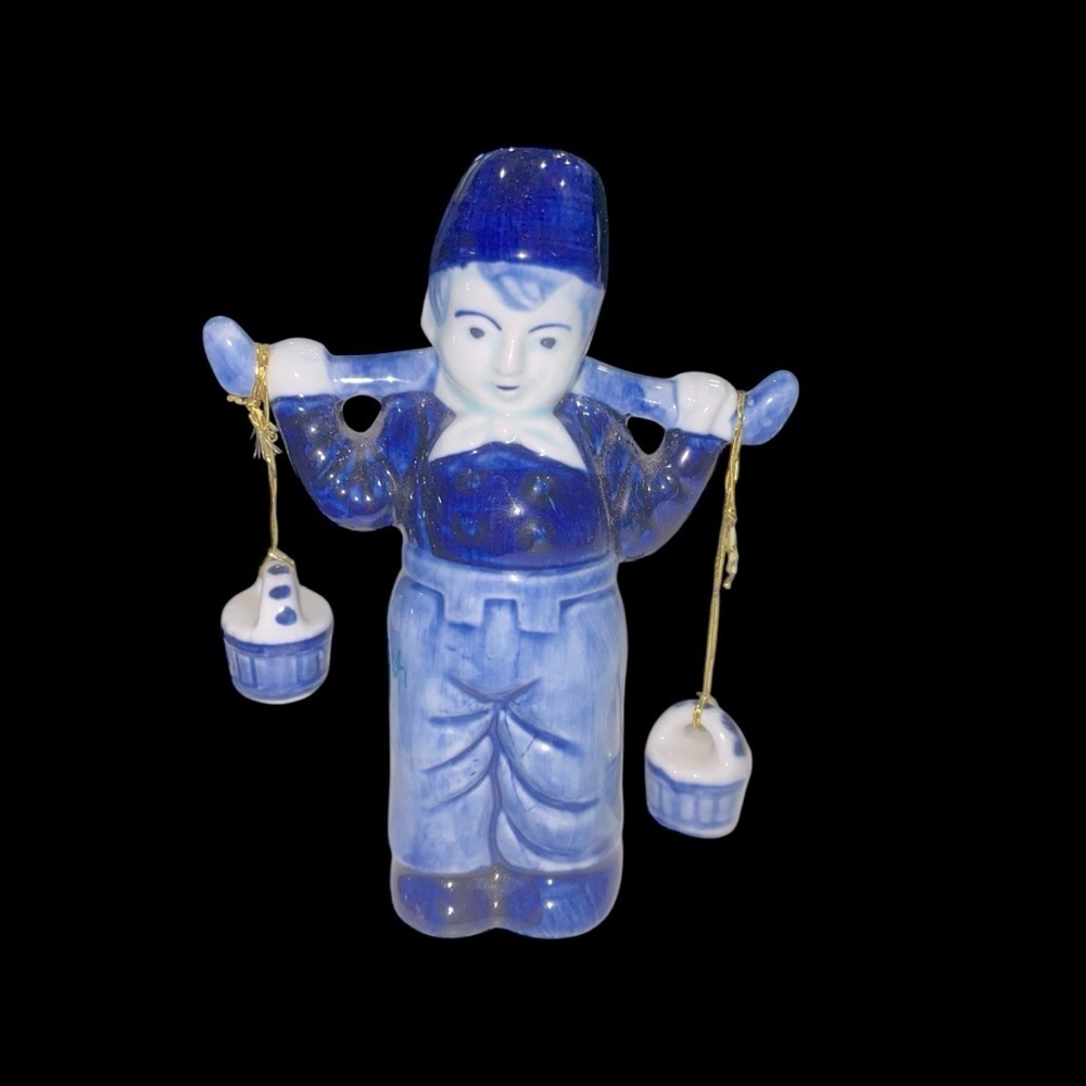 Vintage Blue & White Delft Holland Ceramic Figurines & Mini Windmills (Set of 5) - Picture 7 of 13